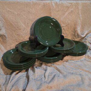 Set of 4 Vintage Newcor Stoneware Bravo Hunter Green 6.5" Saucer Plates #852